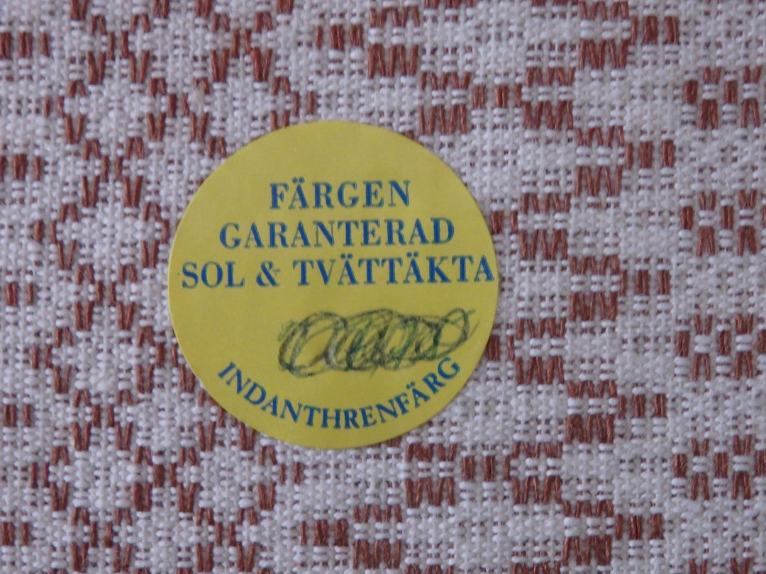 Vintage Swedish Woven Fabric Textile Square Tablecloth Unused