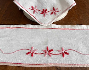 Vintage Swedish Hand Embroidered Curtain Valance and Lampshade Cover