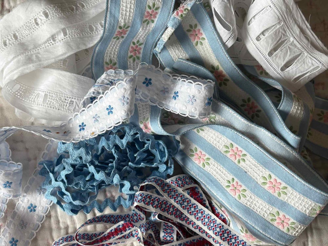 9 Metre Bundle of Vintage French Woven Ribbon Ric Rac Braid and ...