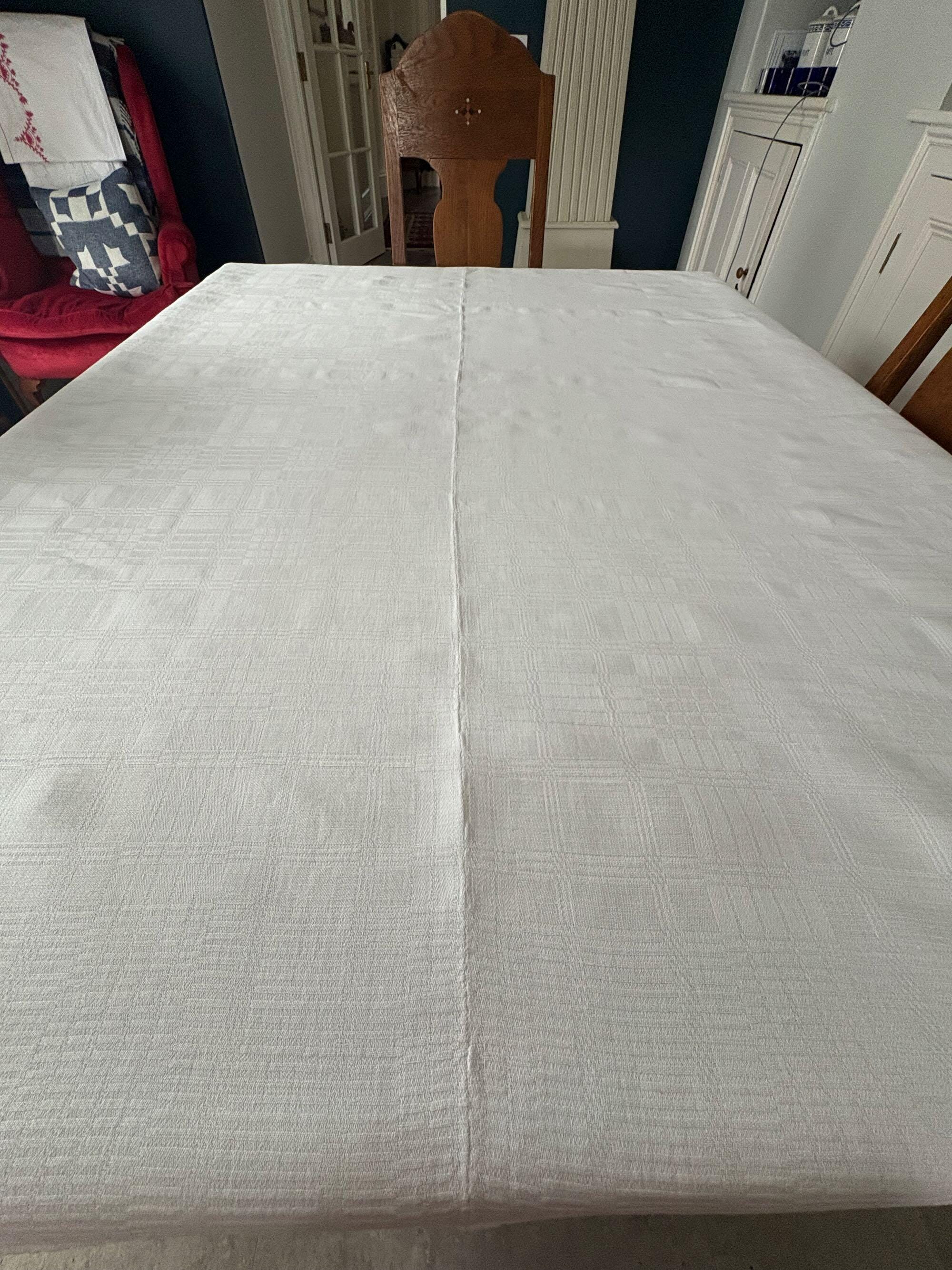 素晴らしいヴィンテージスウェーデン製手織りホワイトリネンテーブル