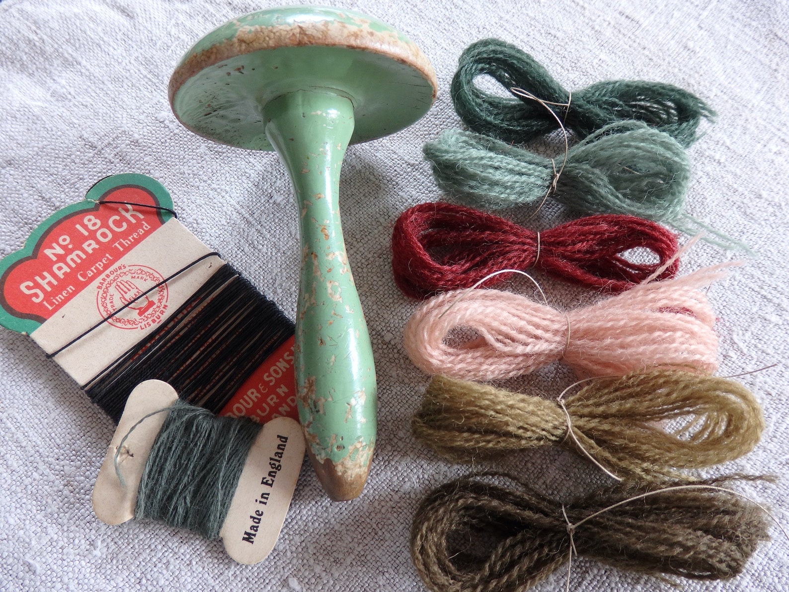 Vintage Wooden Darning Mushroom and Wool Darning Threads Etsy