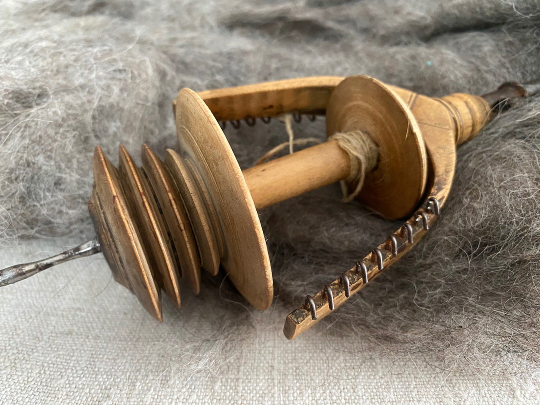 Antique Swedish Wooden Spinning Wheel Flyer With Bobbin With Etsy