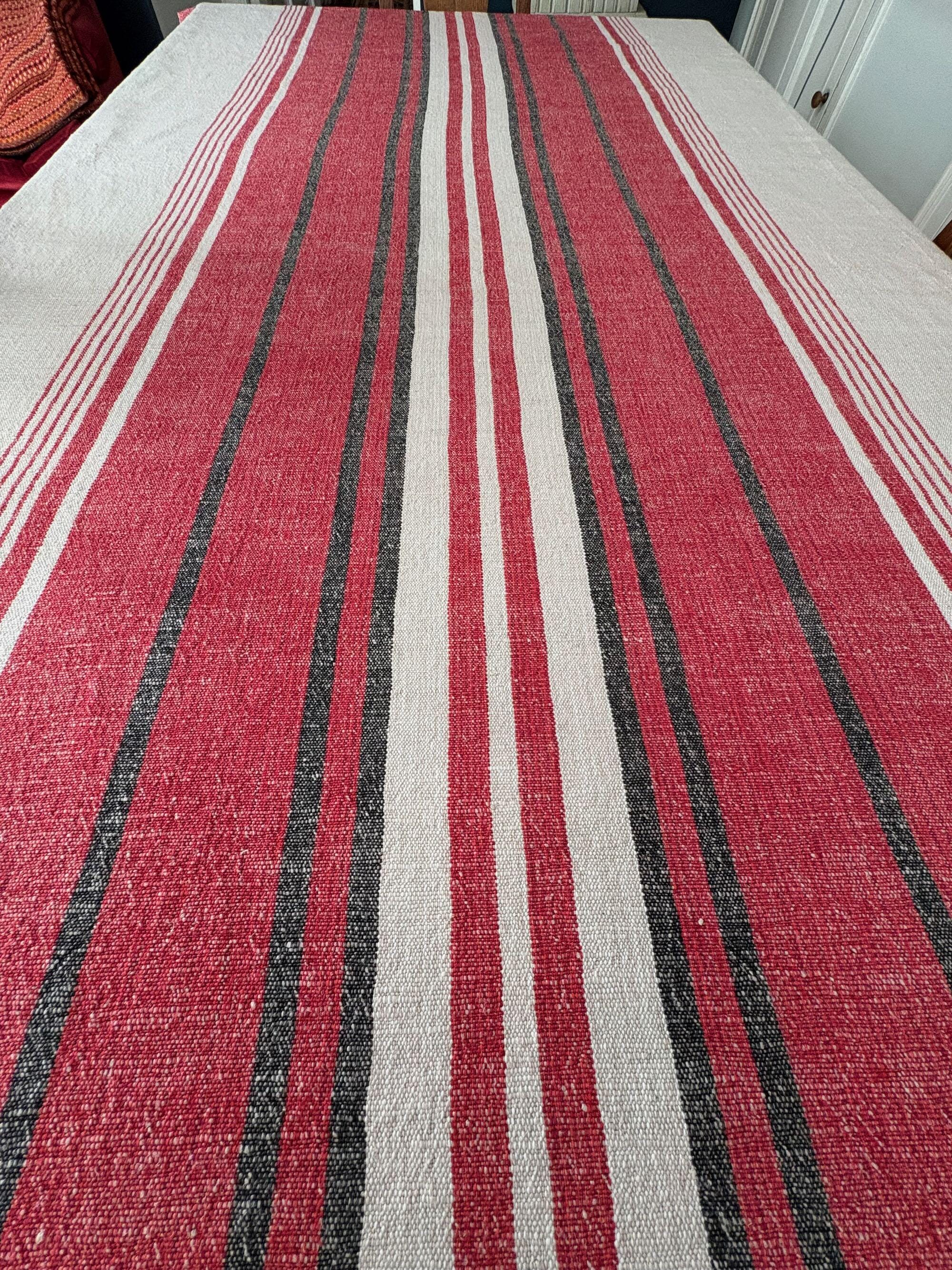 大きくて美しいヴィンテージスウェーデン製手織りリネン長方形テーブル