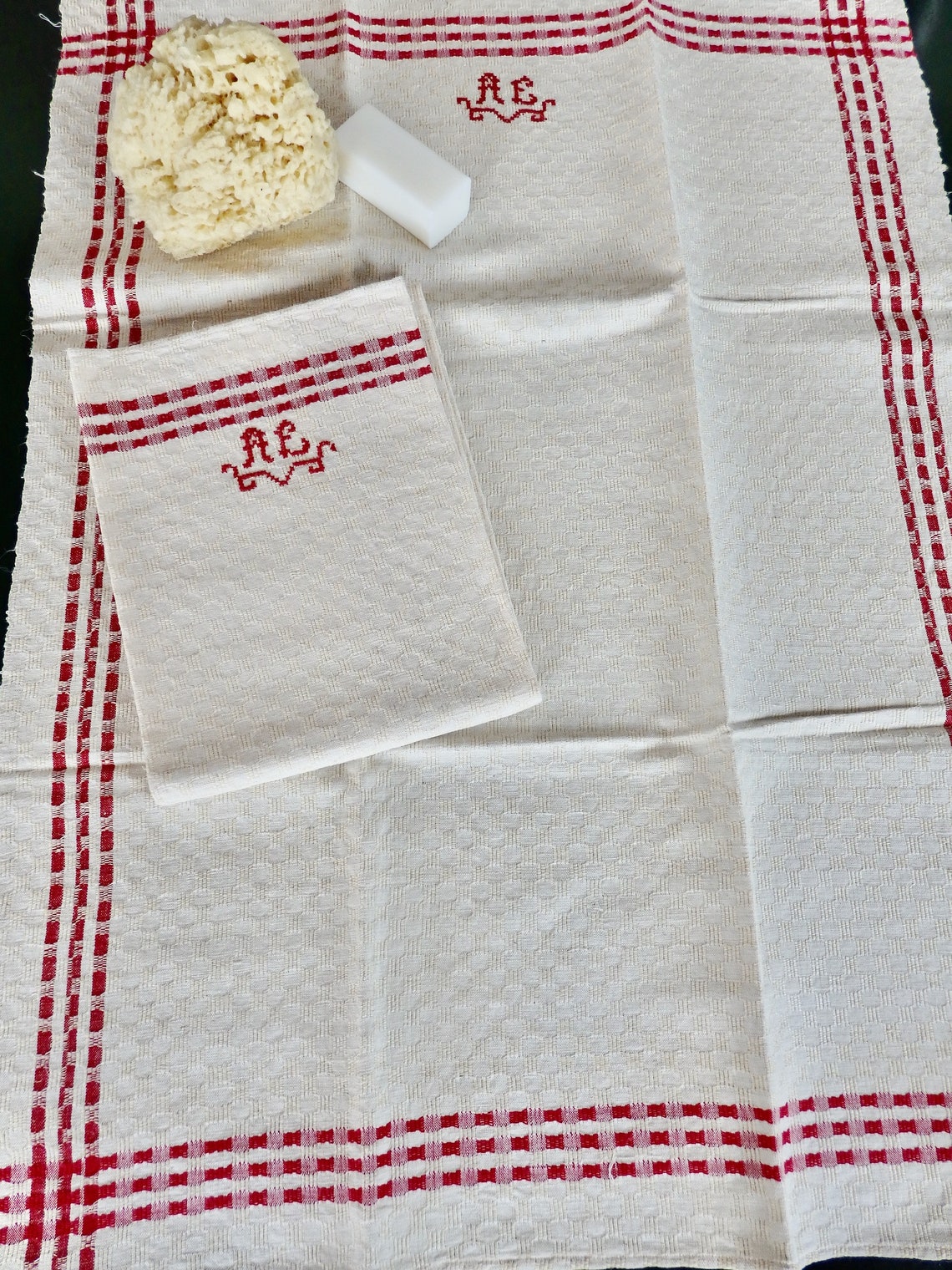 A Set of Two Vintage Swedish Handwoven Linen Tea Towels With Etsy