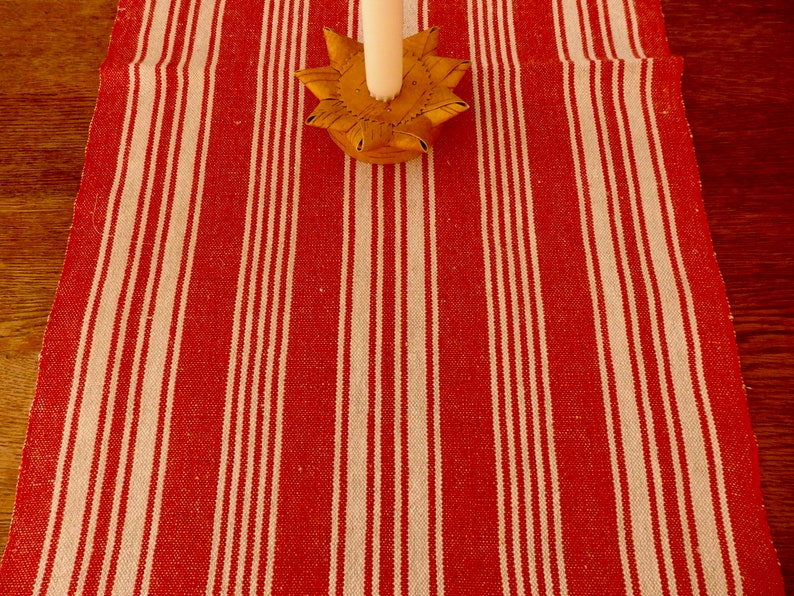 Vintage Swedish Handwoven Linen Table Runner Red And White Etsy