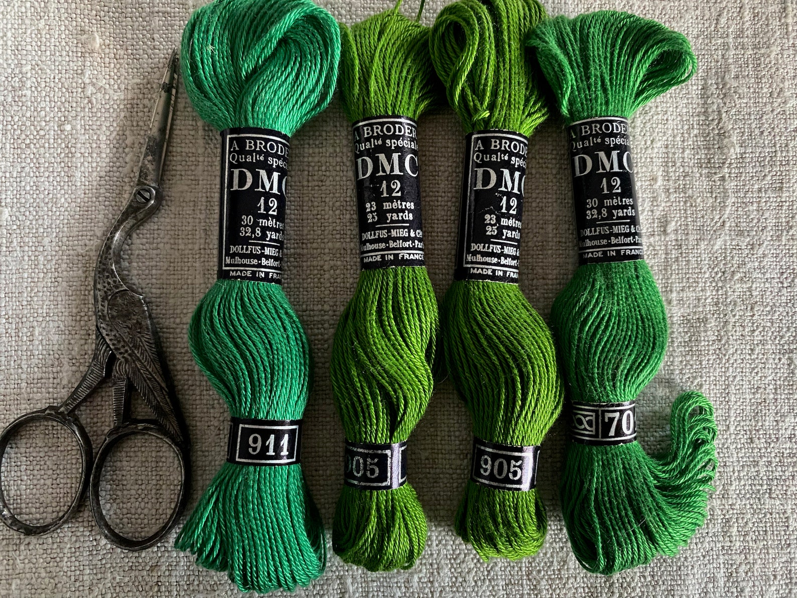 Four Skeins of Vintage DMC 12 Cotton a Broder Embroidery Thread Shades ...