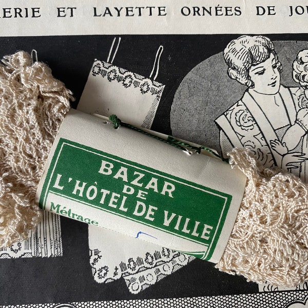 5 Metres of Vintage French Lace Unused in Original Packaging Bazar de L'Hotel de Ville Paris