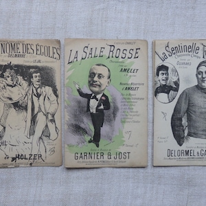 Three Pieces of Antique Sheet Music Piano Music Belle Epoque Paris Music Halls Cafe Concerts Paris