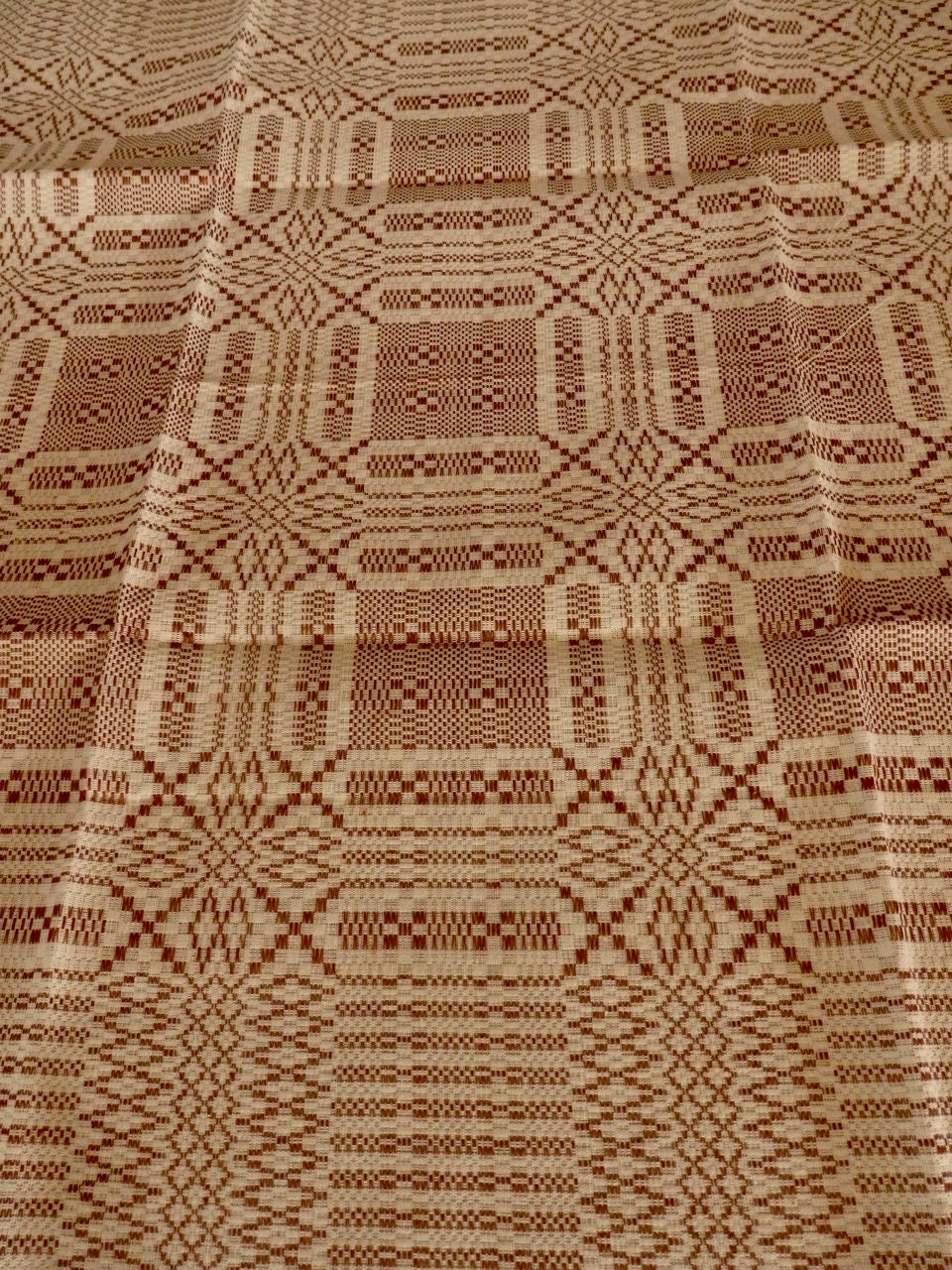 Vintage Swedish Woven Fabric Textile Square Tablecloth Unused