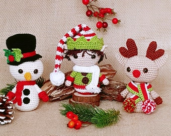 PDF: Santa’s Busy Helpers - Snowman, Christmas Elf & Reindeer - Amigurumi Crochet Pattern