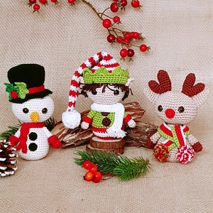 PDF: Santa’s Busy Helpers - Snowman, Christmas Elf & Reindeer - Amigurumi Crochet Pattern