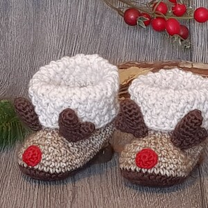 PDF: Baby Booties Reindeer 0-6 months Crochet Pattern image 4