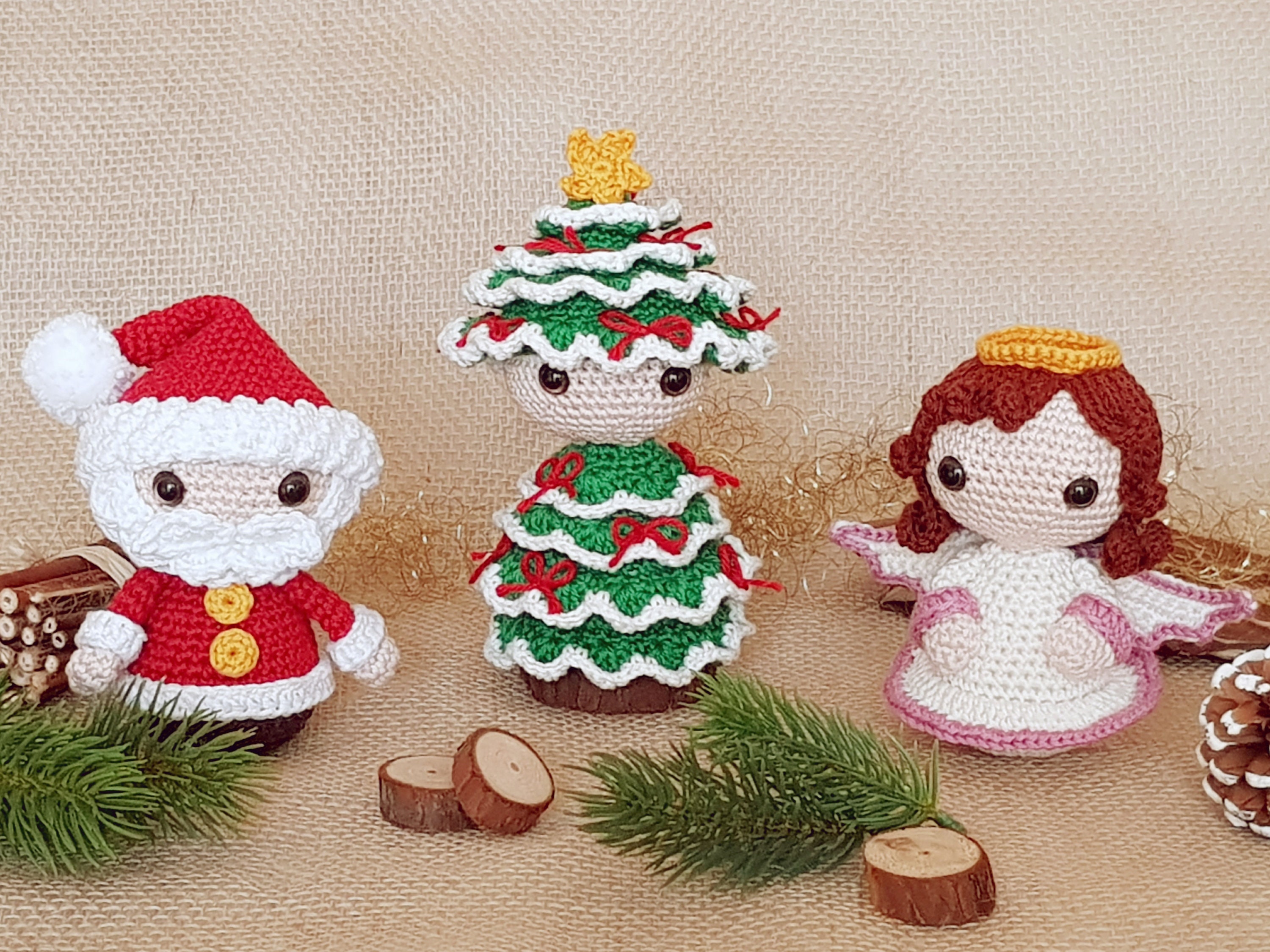 PDF: Festive Christmas-trio santa Christmas Tree & Angel - Etsy