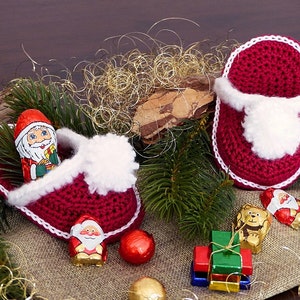 Crochet Pattern PDF: Kleine Weihnachtspantoffeln Häkelanleitung Bild 1