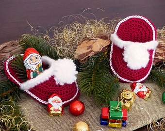 Crochet Pattern PDF: Kleine Weihnachtspantoffeln Häkelanleitung