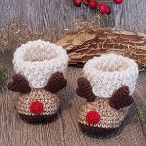 PDF: Baby Booties Reindeer 0-6 months Crochet Pattern image 5