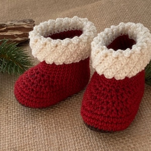 PDF: Baby Booties Santa 0-6 months Crochet Pattern image 4