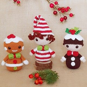 PDF: Christmas Treats - Ginger Bread, Candy Cane & Christmas Pudding - Amigurumi Crochet Pattern