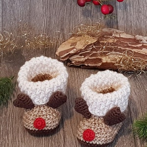 PDF: Baby Booties Reindeer 0-6 months Crochet Pattern image 2