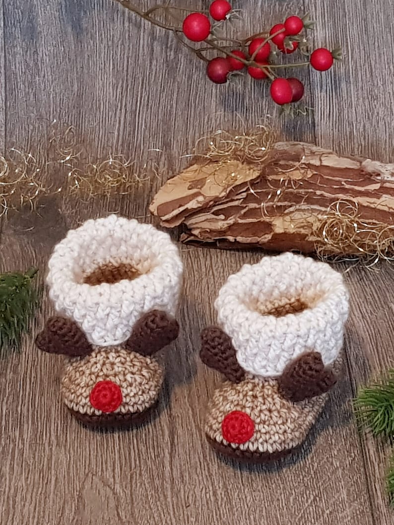 PDF: Baby Booties Reindeer 0-6 months Crochet Pattern image 2