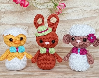 Crochet Pattern PDF: Oster-Trio - Küken, Häschen & Schäfchen – Amigurumi Häkelanleitung