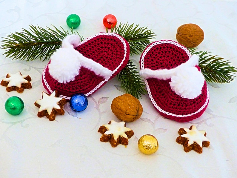 Crochet Pattern PDF: Kleine Weihnachtspantoffeln Häkelanleitung Bild 4