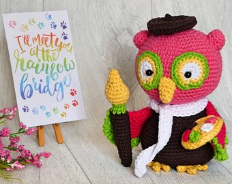 PDF: Maurice, the Marvelous Painter Owl - Amigurumi Crochet Pattern