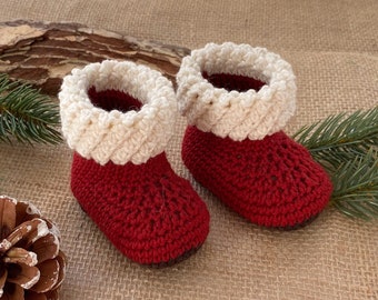 PDF: Baby Booties „Santa“ (0-6 months) – Crochet Pattern