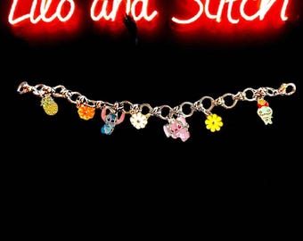 Silver Lilo & Stitch CHUNKY STYLE Silver Charm Bracelet