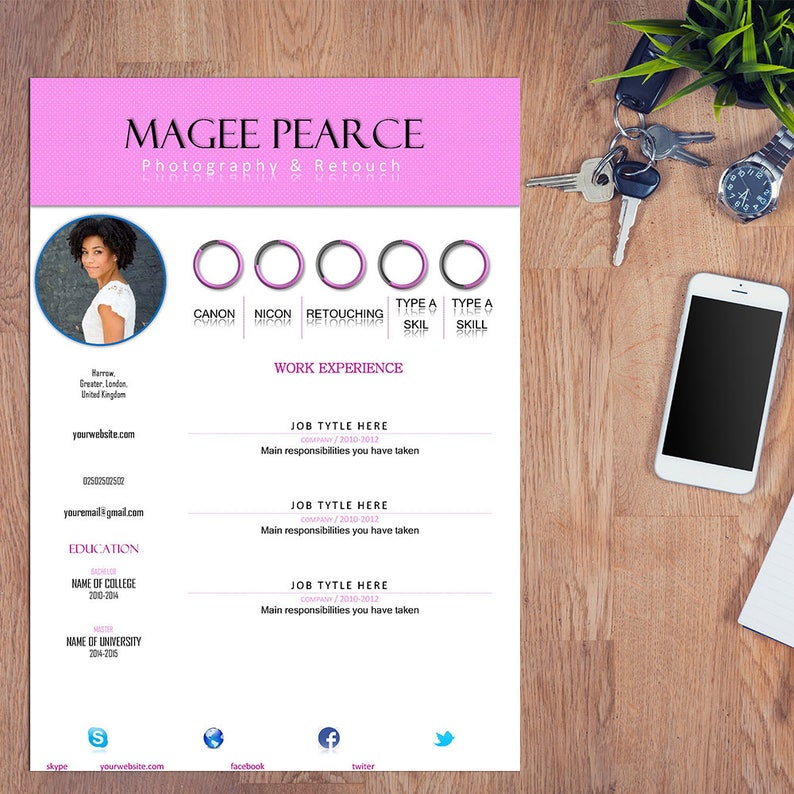 Cv Sample Resume Design Curriculum Vitae Green Resume Format Etsy