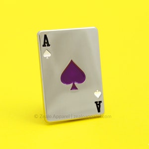 Asexual Ace of Spades Playing Card Enamel Pin | subtle pride gifts aroace badges demisexual discreet lgbtq flag greysexual aegosexual aspec