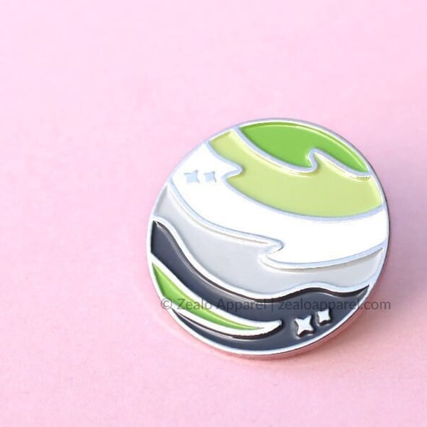 Pastel Aromantic Planet Enamel Pin | aro pride gift aroace subtle lgbtq flag lgbt badge demiromantic space aesthetic matching pins science