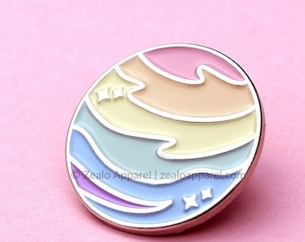 LGBTQ+ Pride Pastel Rainbow Planet Enamel Pin