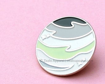 Pastel Agender Planet Enamel Pin | subtle pride gifts nonbinary lgbtq flag they them gender queer lgbt badges discreet science space