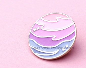 Pastel Bisexual Planet Enamel Pin | Bi pride subtle gifts biromantic wlw mlm queer discreet lgbt flag lgbtq science space stem cute badge