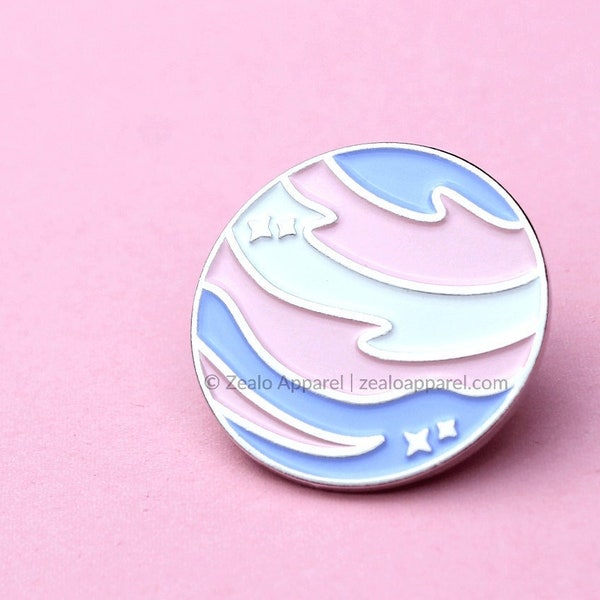 Pastel Transgender Planet Enamel Pin | trans pride ftm mtf subtle flag gift gifts for trans women men transmasc transfem lgbt lgbtq space