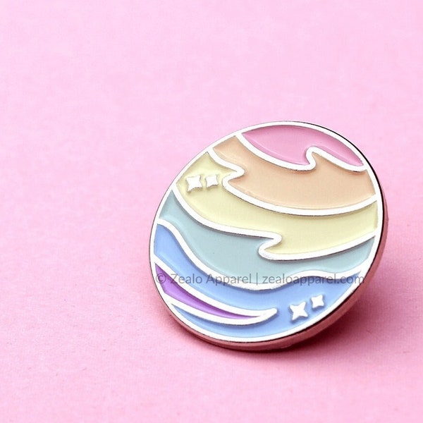 Pastel Rainbow Planet Enamel Pin | subtle pride lesbian lgbtq badge gay gifts for wlw mlm discreet pastel lgbt products queer space science