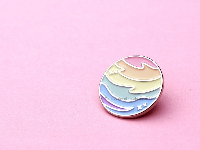 Pastel Rainbow Planet Enamel Pin | gay lesbian queer gift lgbtq subtle pride flag lgbt wlw mlm matching couple space stem astronomy science 