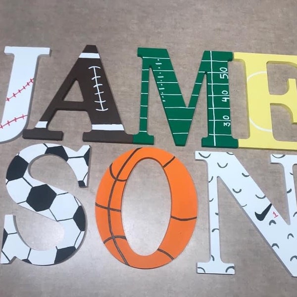 Sports theme Custom Letters, Letters, Nursery, Kids Room, Character Letters, Your Team, Athlete, Sports Decor, Painted Letters, Wood Letters