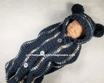 Crochet Patterns Baby Cocoon | Baby Sleep Sack | Swaddle Sack | Easy Crochet Pattern | Newborn Photo Prop | PDF Crochet Pattern