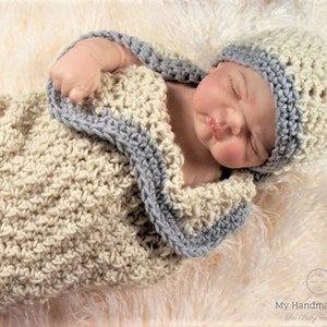 Crochet Baby Cocoon And Hat Patterns | Sleeping Bag | Newborn Photo Prop | Instant Download | Easy Crochet Pattern | Crochet Swaddle