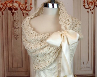 Crochet Pattern Lacey Bridal Shawl Crochet Pattern Instant Download