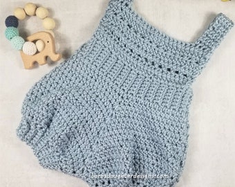 Crochet Pattern | Baby Romper Crochet Pattern | Easy Crochet Pattern | The Brailey Romper | Instant Download