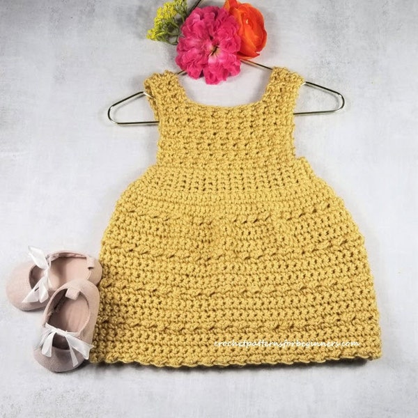 Crochet Pattern Baby Dress The Sophia Pinafore Dress Instant Download Baby Crochet Pattern Sizes 0-24 Months