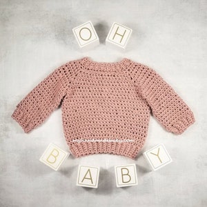 Crochet Pattern Baby Sweater Pullover Unisex Crochet Pattern Sizes 0-24 Months The Kensington image 3