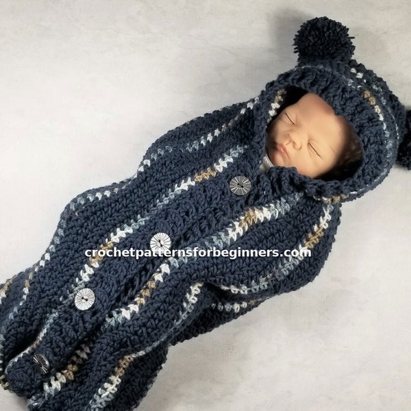 Crochet Patterns Baby Cocoon | Baby Sleep Sack | Swaddle Sack | Easy Crochet Pattern | Newborn Photo Prop | PDF Crochet Pattern