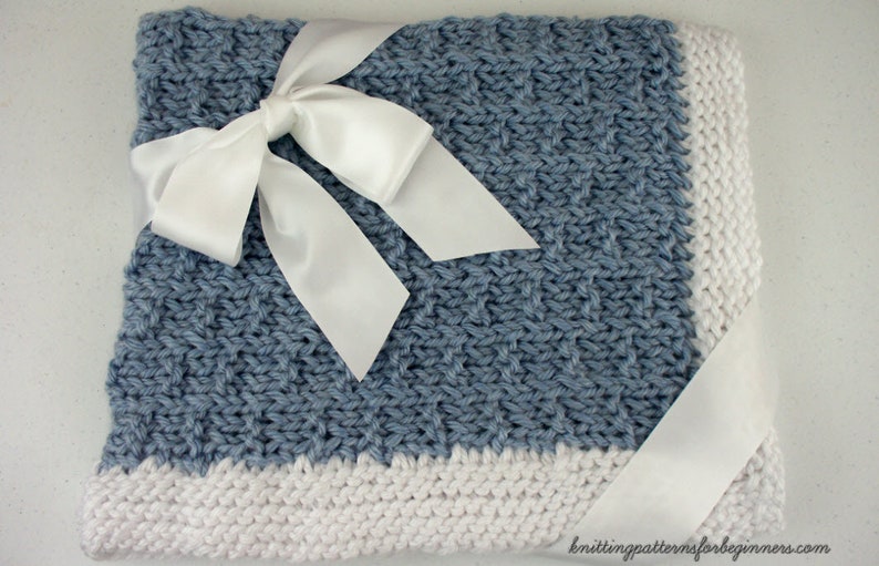 Easy Knitting Pattern Little Boy Blue Baby Blanket Lap Blanket Etsy