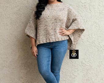 Eenvoudig poncho-haakpatroon met videotutorial | Inclusief maten S/M-2/3XL