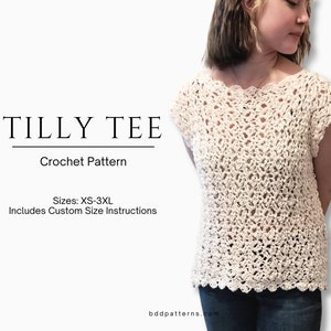 Easy Crochet Pattern | Summer Crochet Pattern | Crochet Lacy Top  | Crochet Tee Pattern | Crochet Top Pattern | The Tilly Tee | PDF Pattern