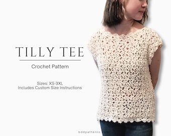 Easy Crochet Pattern | Summer Crochet Pattern | Crochet Lacy Top  | Crochet Tee Pattern | Crochet Top Pattern | The Tilly Tee | PDF Pattern